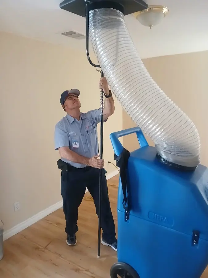 Mini Split Installation technician using HEPA equipment in Carolina Beach